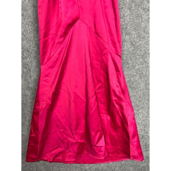 Revolve Dress Women Small Pink Halterneck Satin Plunging V Neck Open Back Midi - Picture 4 of 8